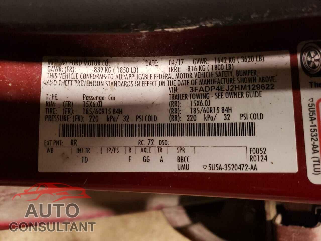 FORD FIESTA 2017 - 3FADP4EJ2HM129622