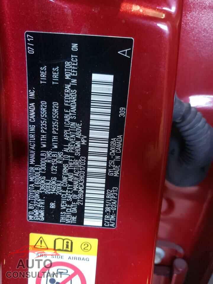 LEXUS RX450 2017 - 2T2BGMCA3HC017033