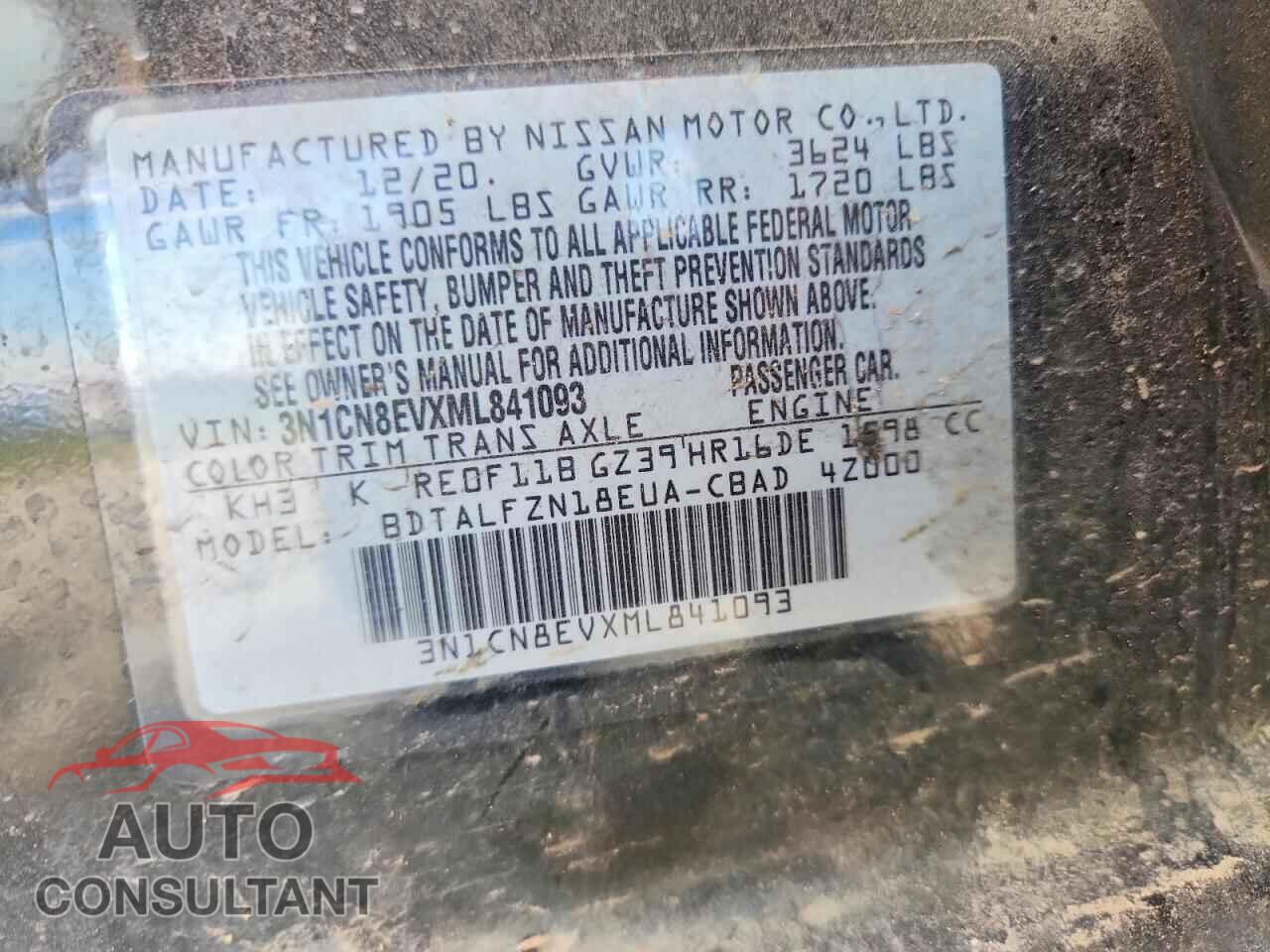 NISSAN VERSA 2021 - 3N1CN8EVXML841093