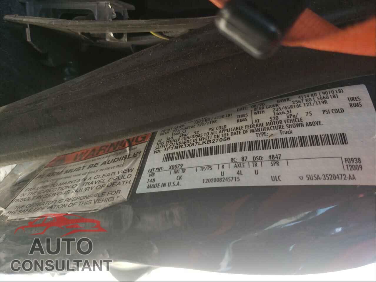FORD TRANSIT CO 2020 - 1FTBR3X87LKB27056