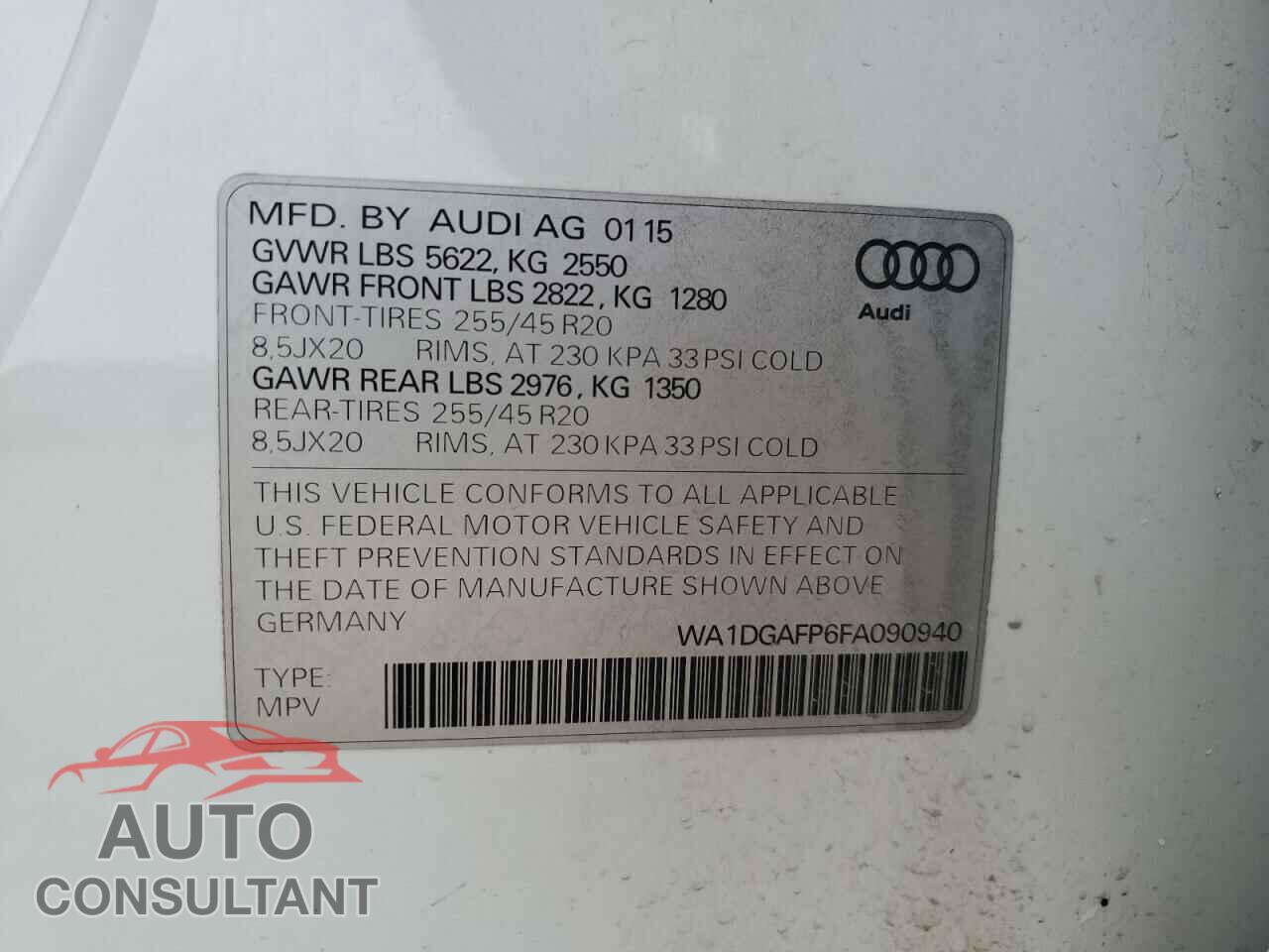 AUDI Q5 2015 - WA1DGAFP6FA090940