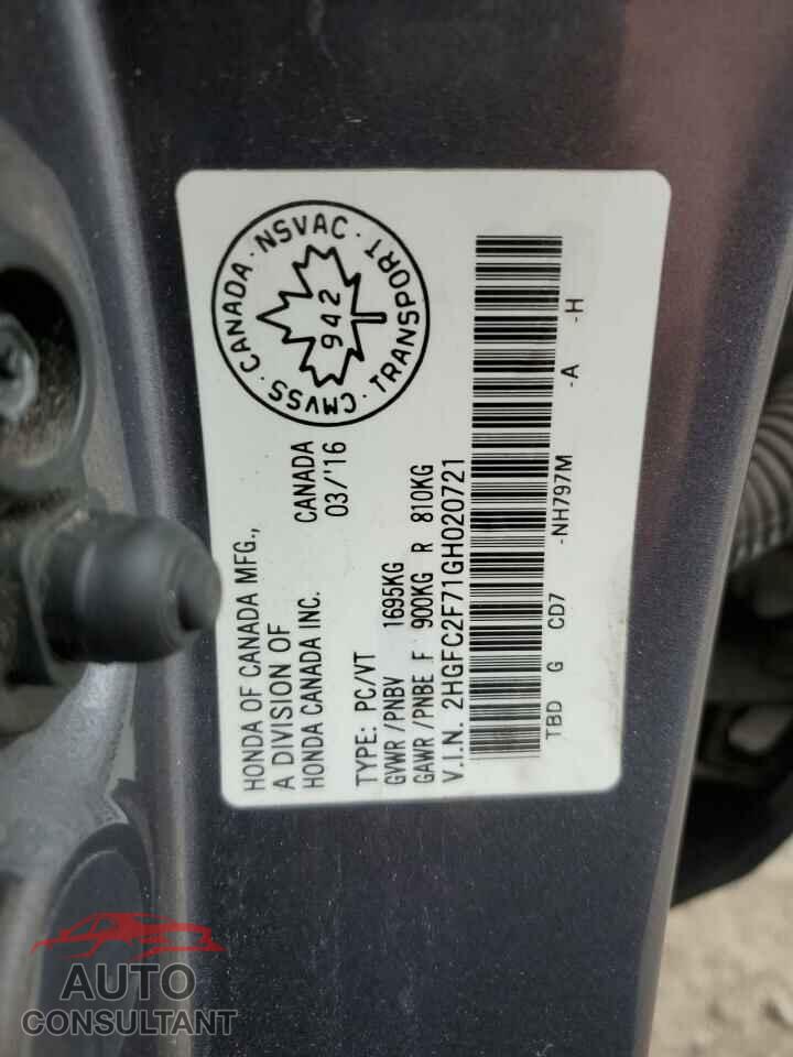 HONDA CIVIC 2016 - 2HGFC2F71GH020721