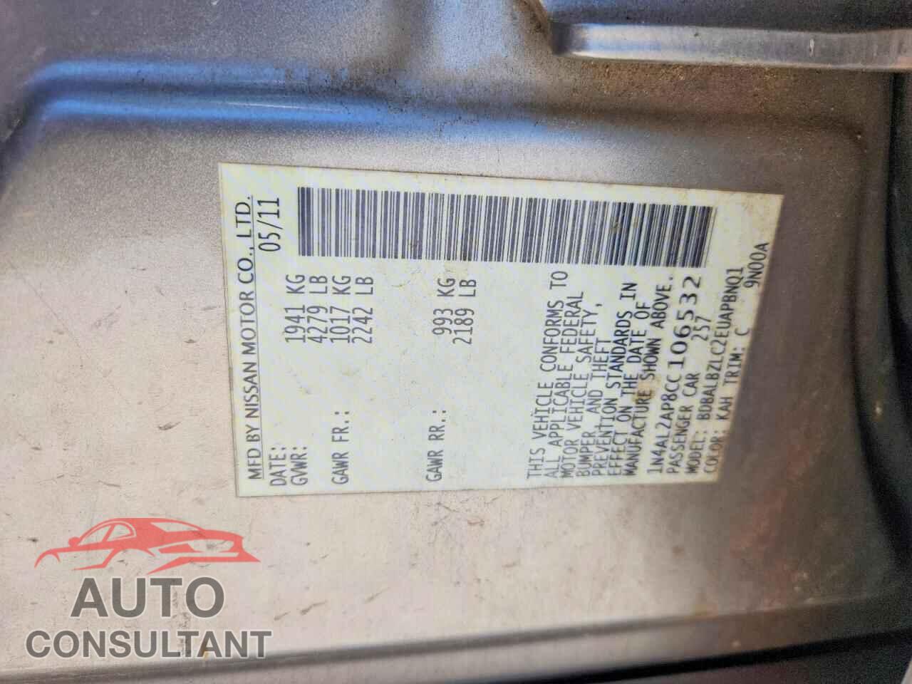 NISSAN ALTIMA 2012 - 1N4AL2AP8CC106532