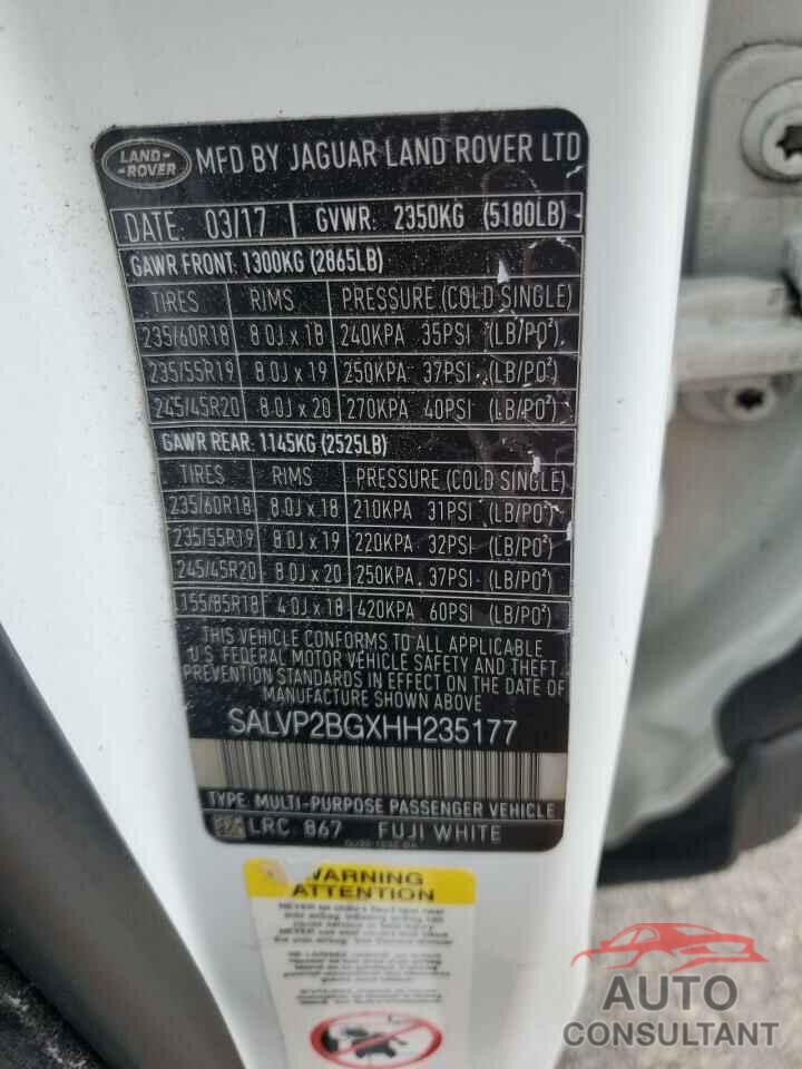 LAND ROVER RANGEROVER 2017 - SALVP2BGXHH235177