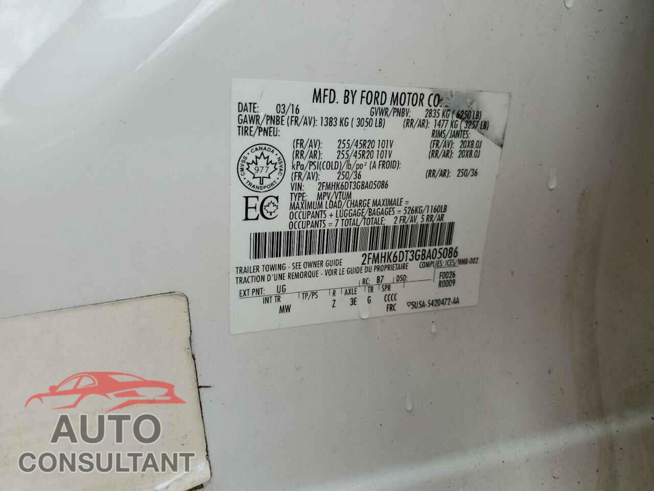FORD FLEX 2016 - 2FMHK6DT3GBA05086