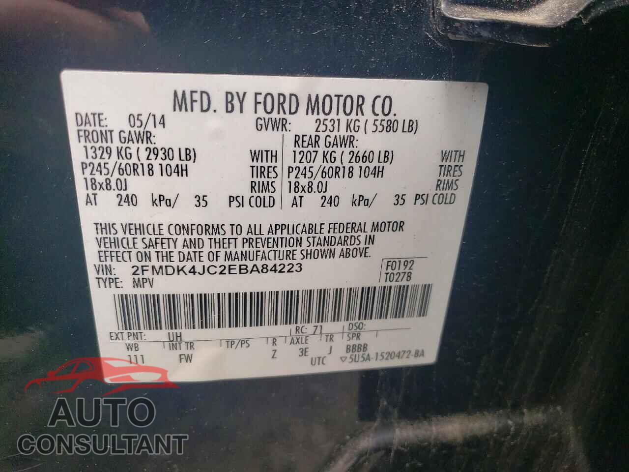 FORD EDGE 2014 - 2FMDK4JC2EBA84223