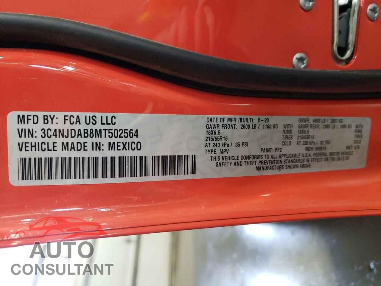 JEEP COMPASS 2021 - 3C4NJDAB8MT502564