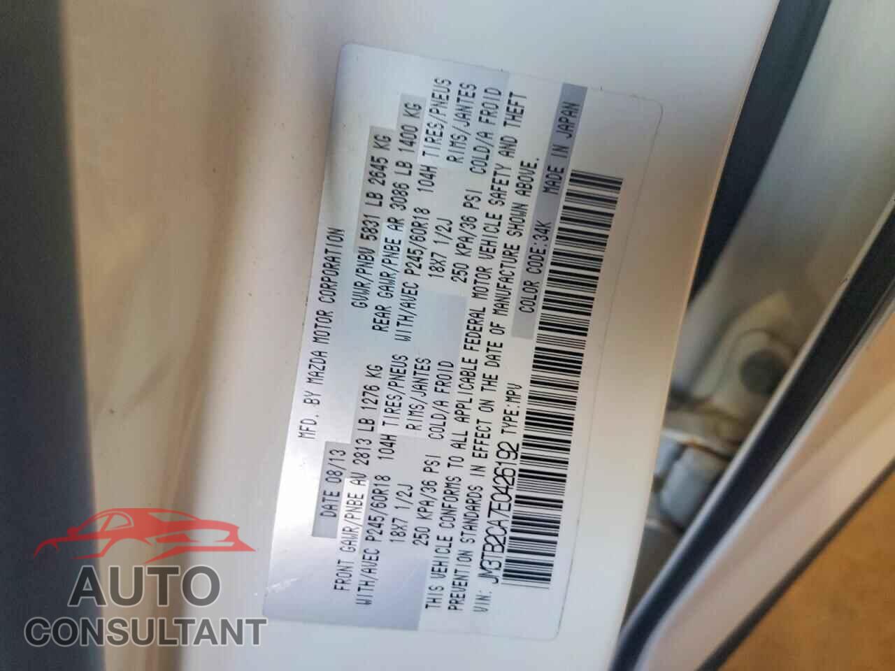 MAZDA CX-9 2014 - JM3TB2CA7E0426192