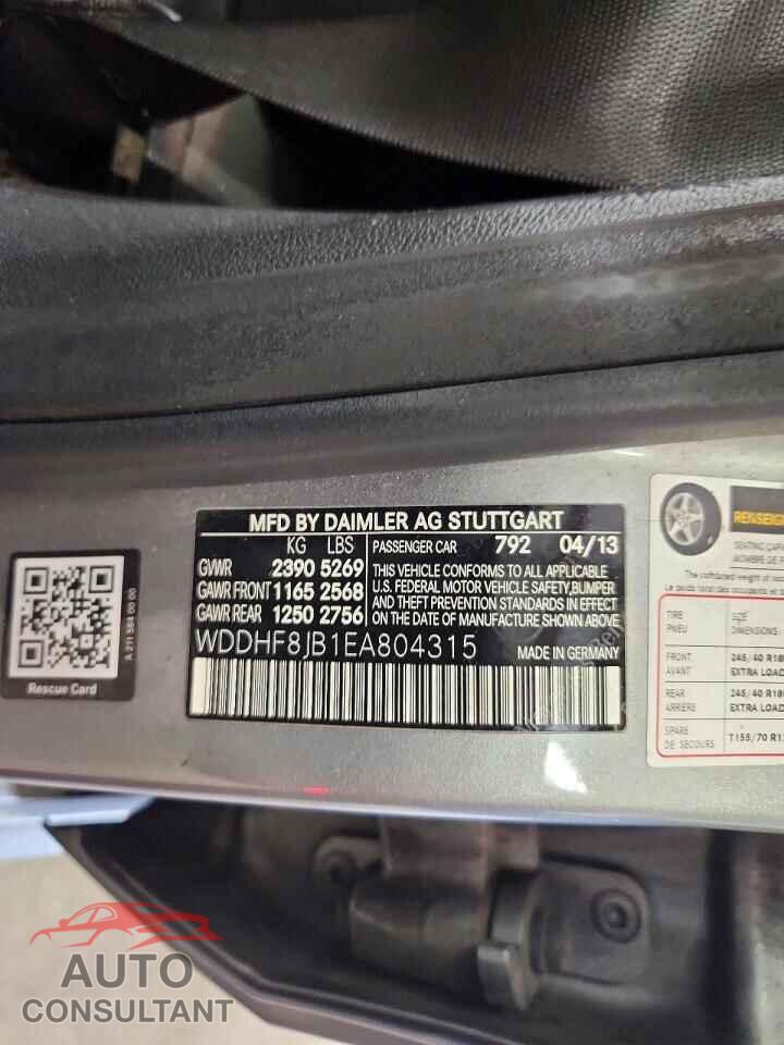 MERCEDES-BENZ E-CLASS 2014 - WDDHF8JB1EA804315