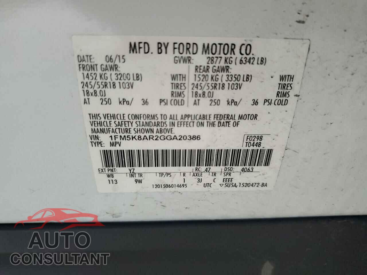 FORD EXPLORER 2016 - 1FM5K8AR2GGA20386