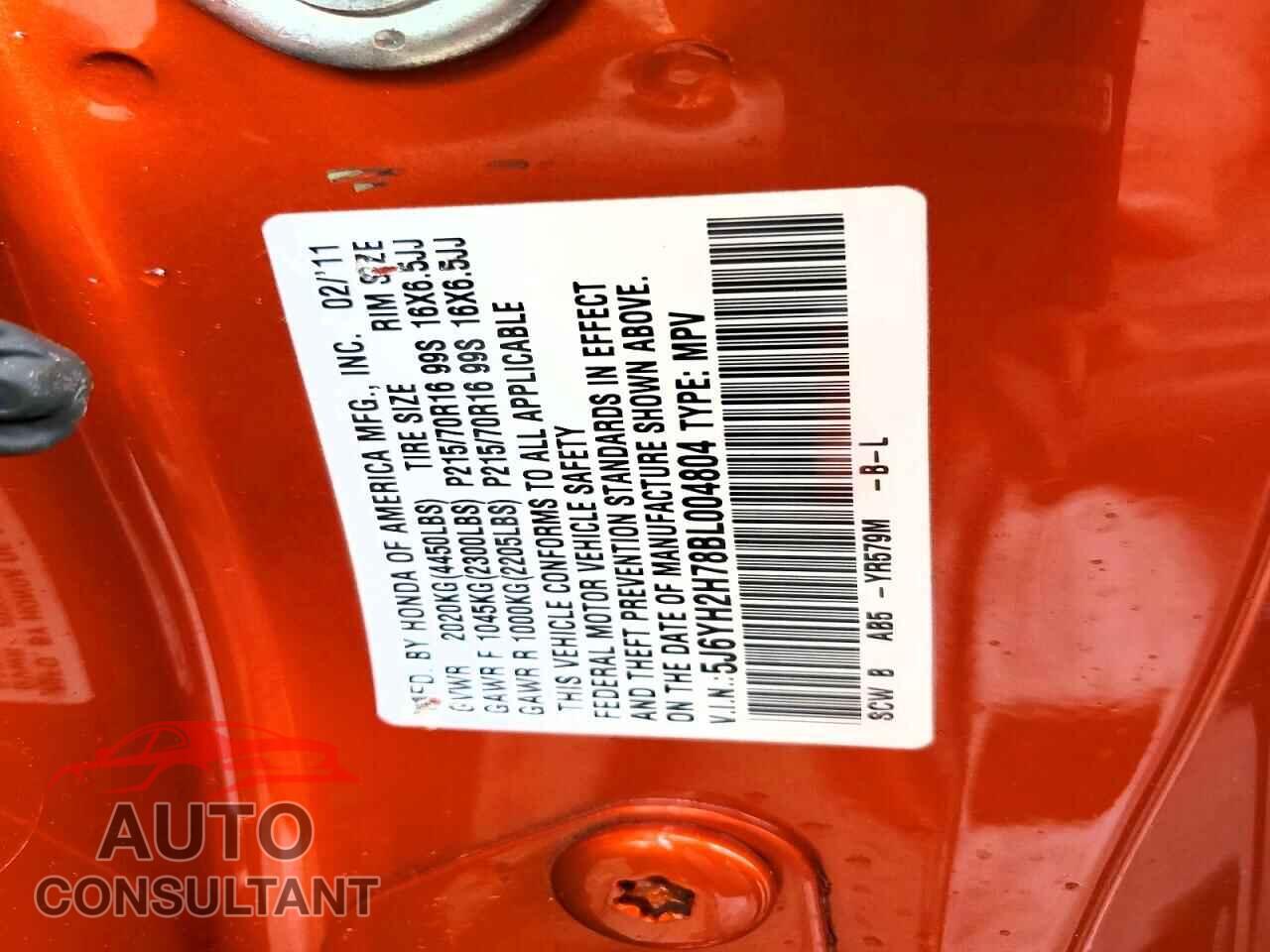 HONDA ELEMENT 2011 - 5J6YH2H78BL004804