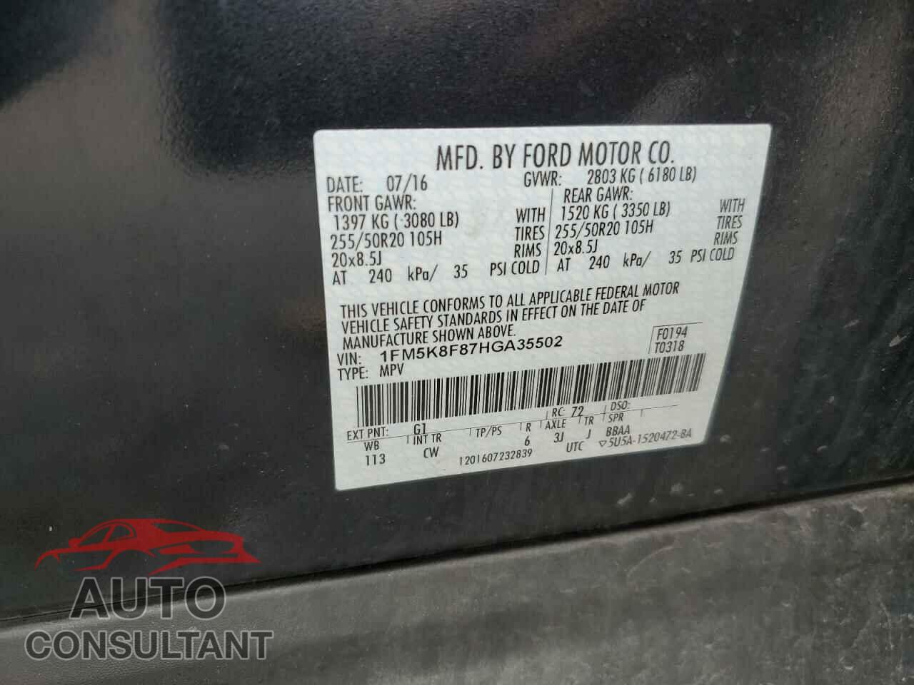 FORD EXPLORER 2017 - 1FM5K8F87HGA35502