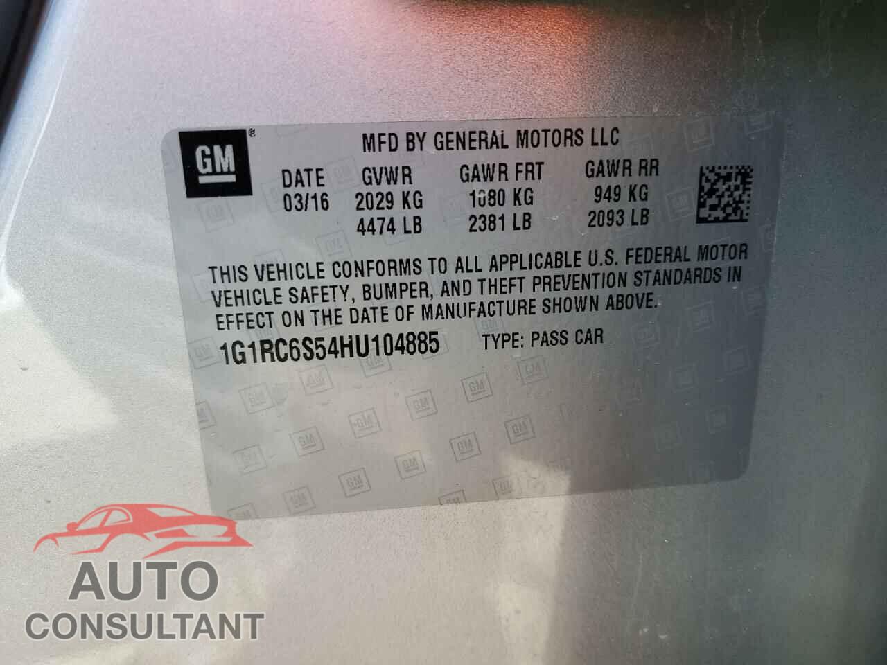 CHEVROLET VOLT 2017 - 1G1RC6S54HU104885