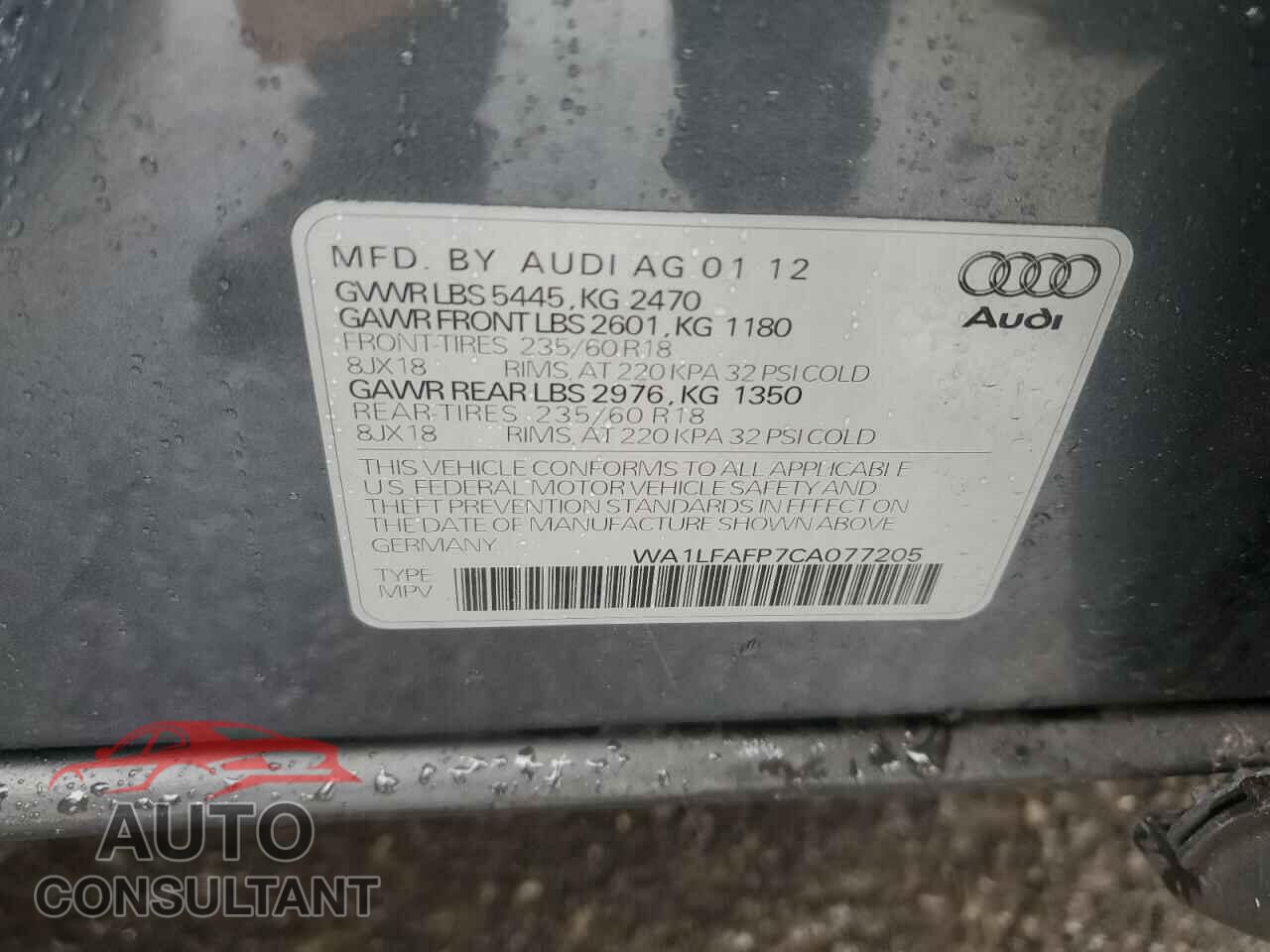 AUDI Q5 2012 - WA1LFAFP7CA077205