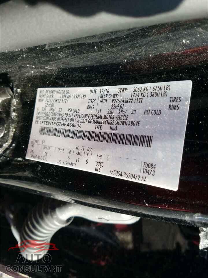 FORD F150 2017 - 1FTEW1EG7HFA68594
