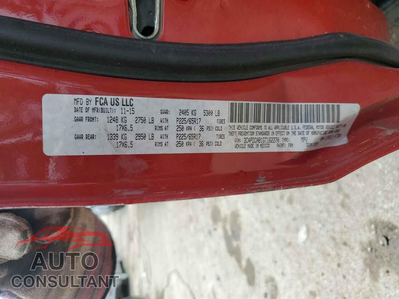 DODGE JOURNEY 2016 - 3C4PDCAB1GT162270