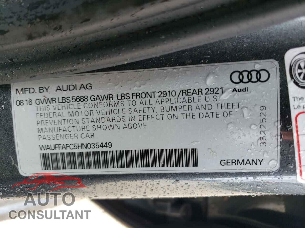 AUDI S6/RS6 2017 - WAUFFAFC5HN035449