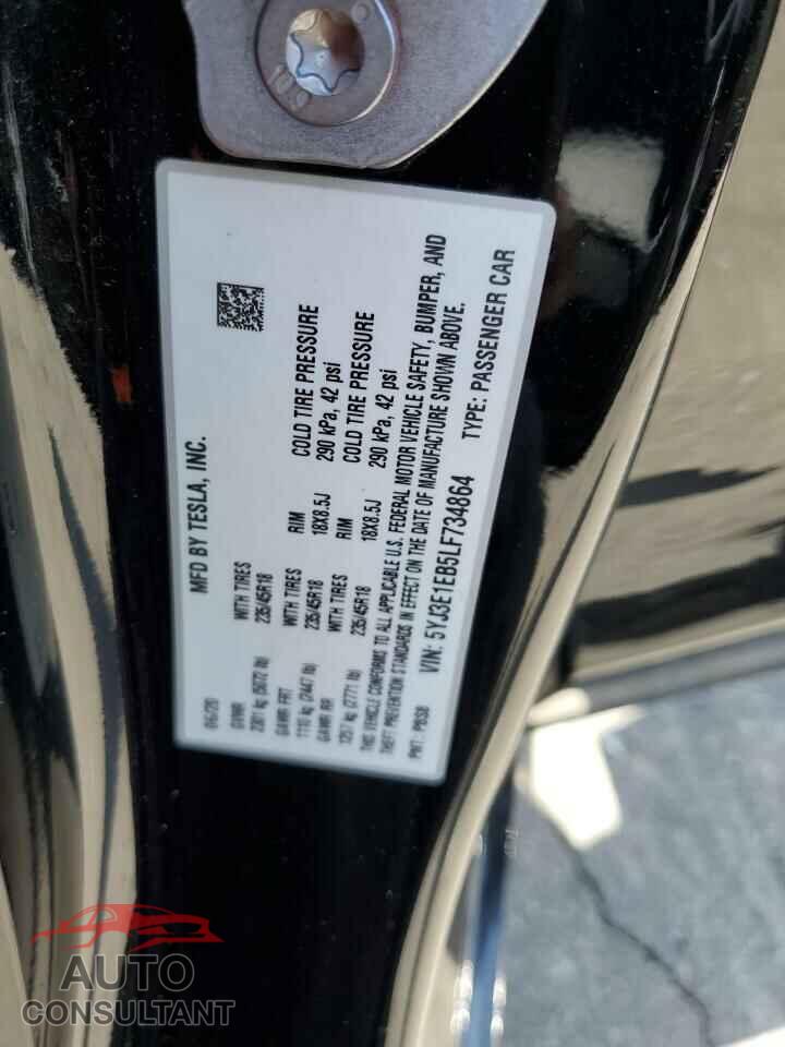 TESLA MODEL 3 2020 - 5YJ3E1EB5LF734864