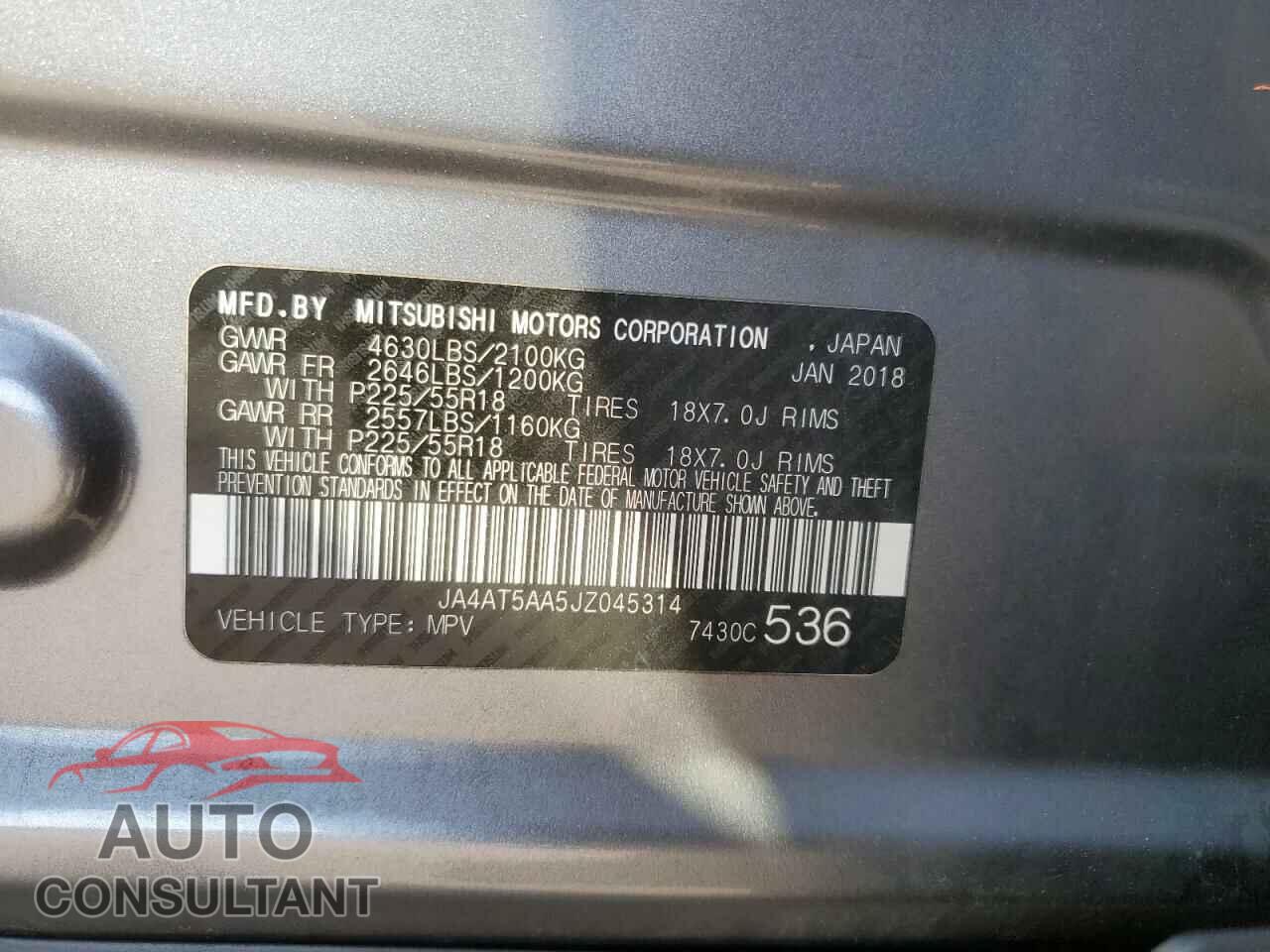 MITSUBISHI ECLIPSE 2018 - JA4AT5AA5JZ045314