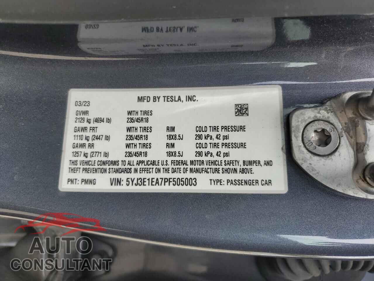 TESLA MODEL 3 2023 - 5YJ3E1EA7PF505003