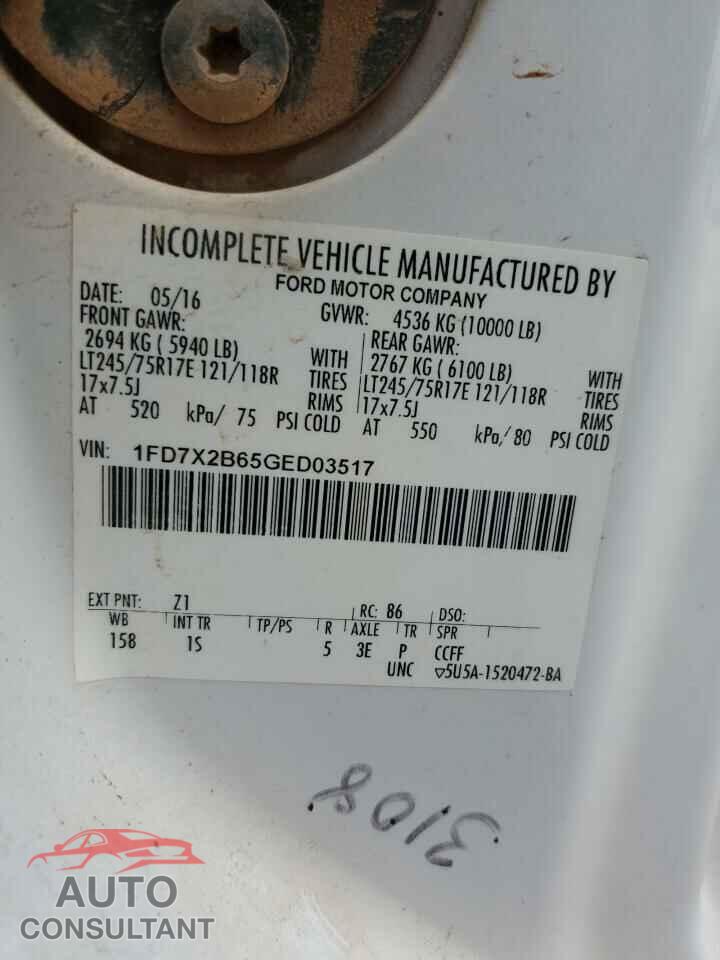 FORD F250 2016 - 1FD7X2B65GED03517