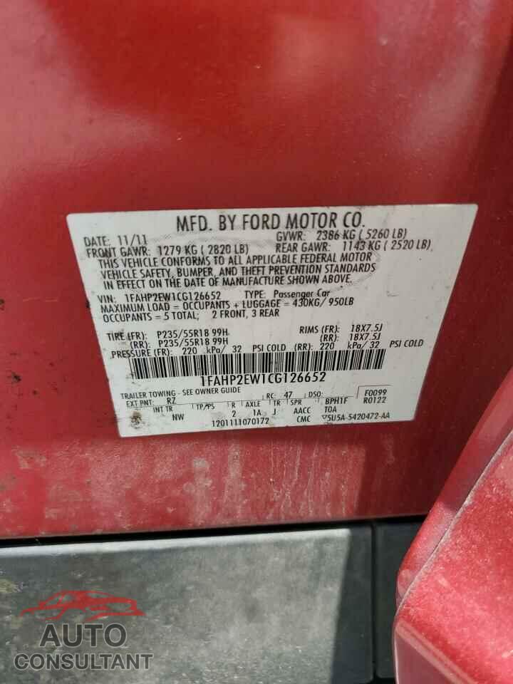 FORD TAURUS 2012 - 1FAHP2EW1CG126652