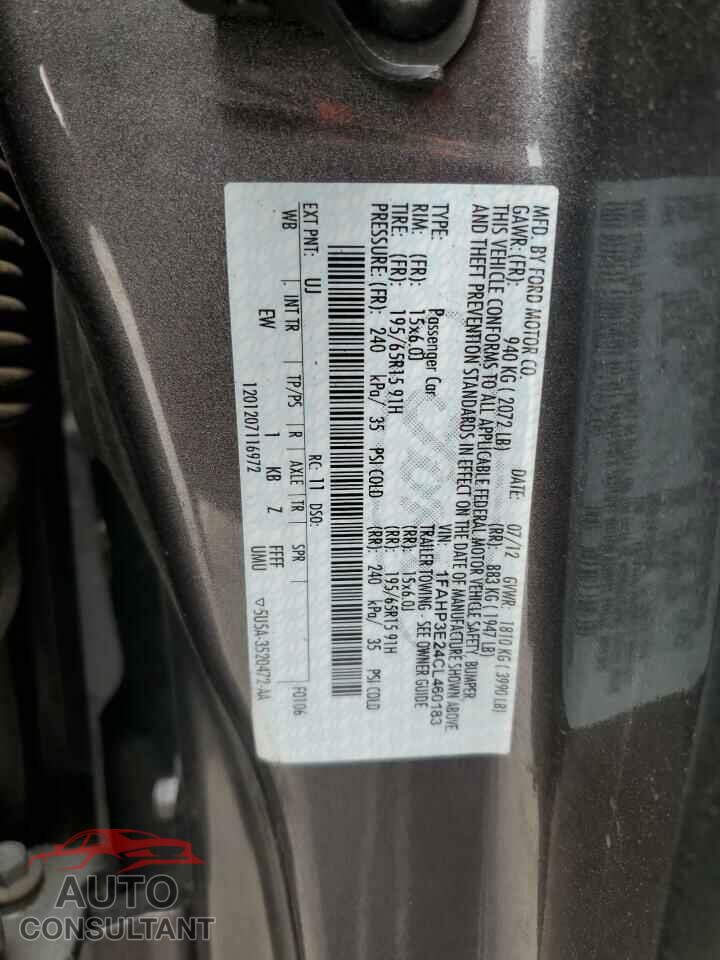 FORD FOCUS 2012 - 1FAHP3E24CL460183