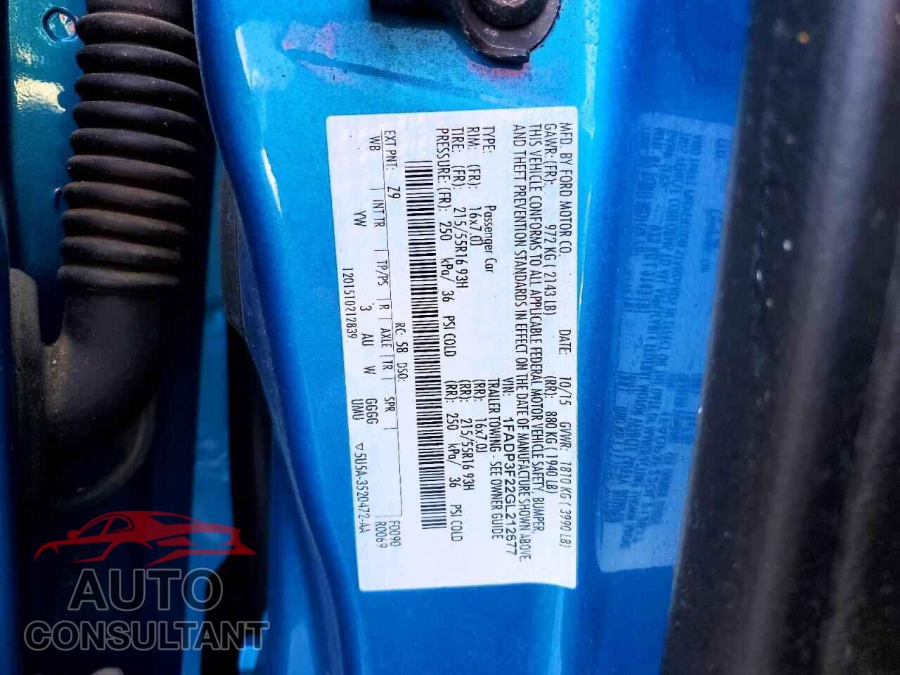 FORD FOCUS 2016 - 1FADP3F22GL212677