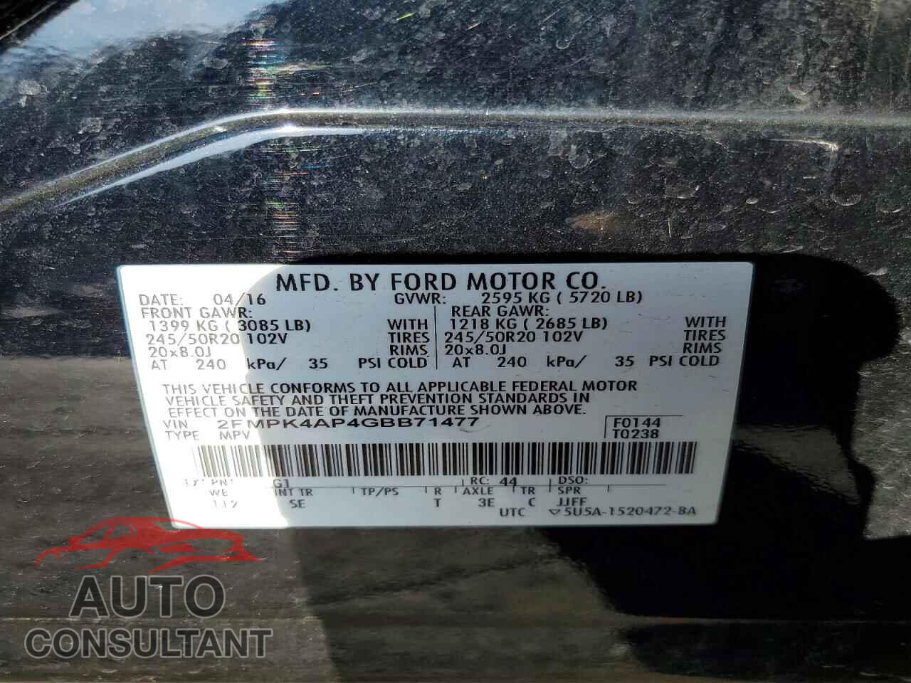 FORD EDGE 2016 - 2FMPK4AP4GBB71477