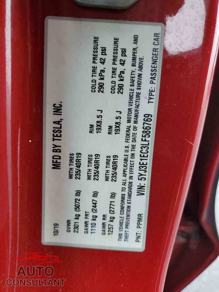 TESLA MODEL 3 2020 - 5YJ3E1EC3LF586769