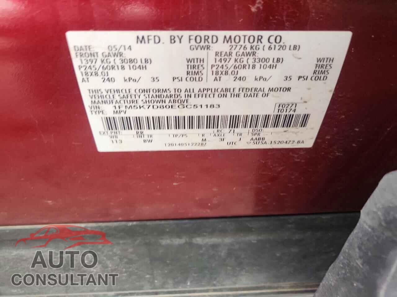 FORD EXPLORER 2014 - 1FM5K7D80EGC51183
