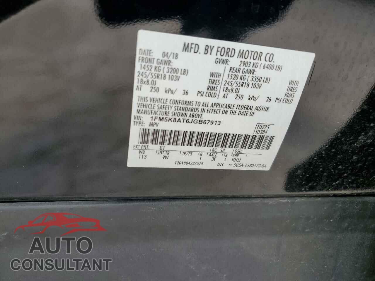 FORD EXPLORER 2018 - 1FM5K8AT6JGB67913