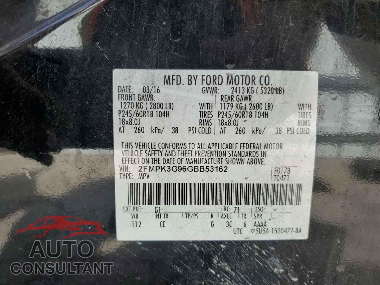 FORD EDGE 2016 - 2FMPK3G96GBB53162