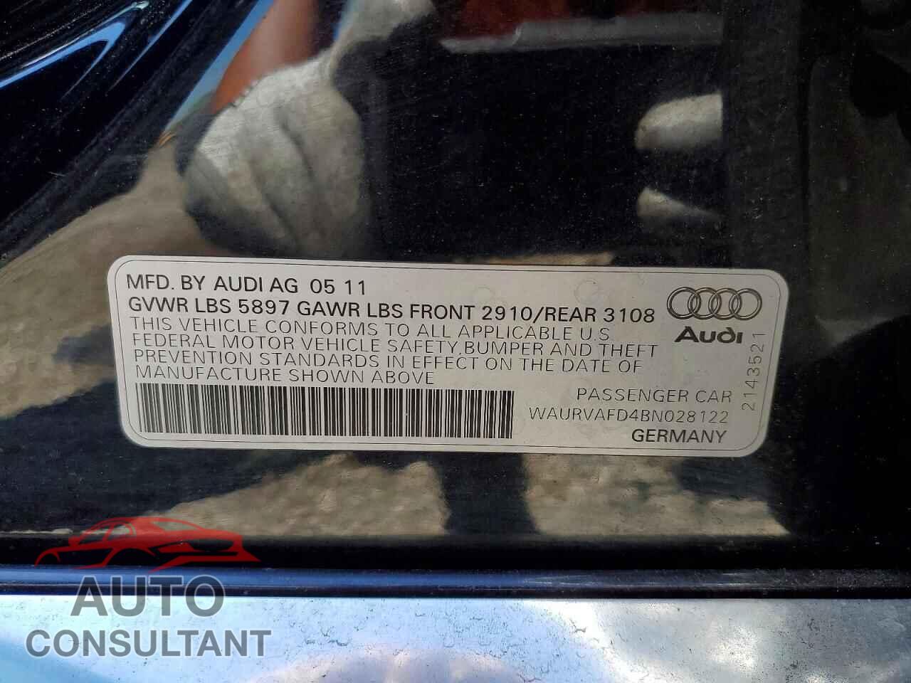 AUDI A8 2011 - WAURVAFD4BN028122