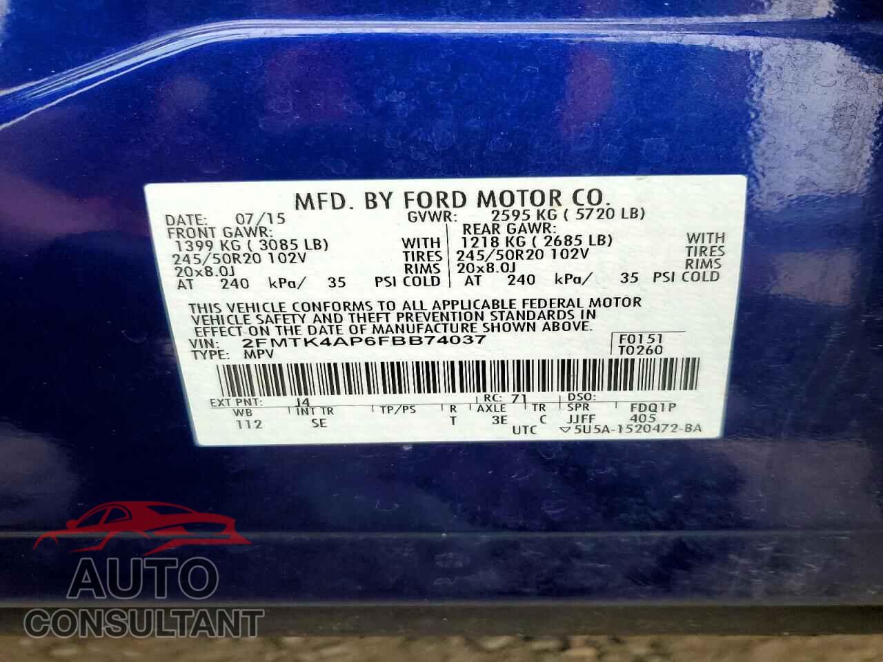 FORD EDGE 2015 - 2FMTK4AP6FBB74037
