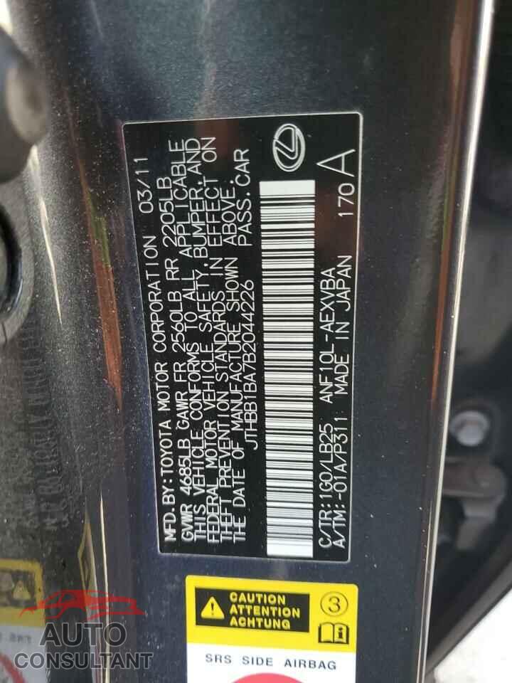 LEXUS HS 2011 - JTHBB1BA7B2044226