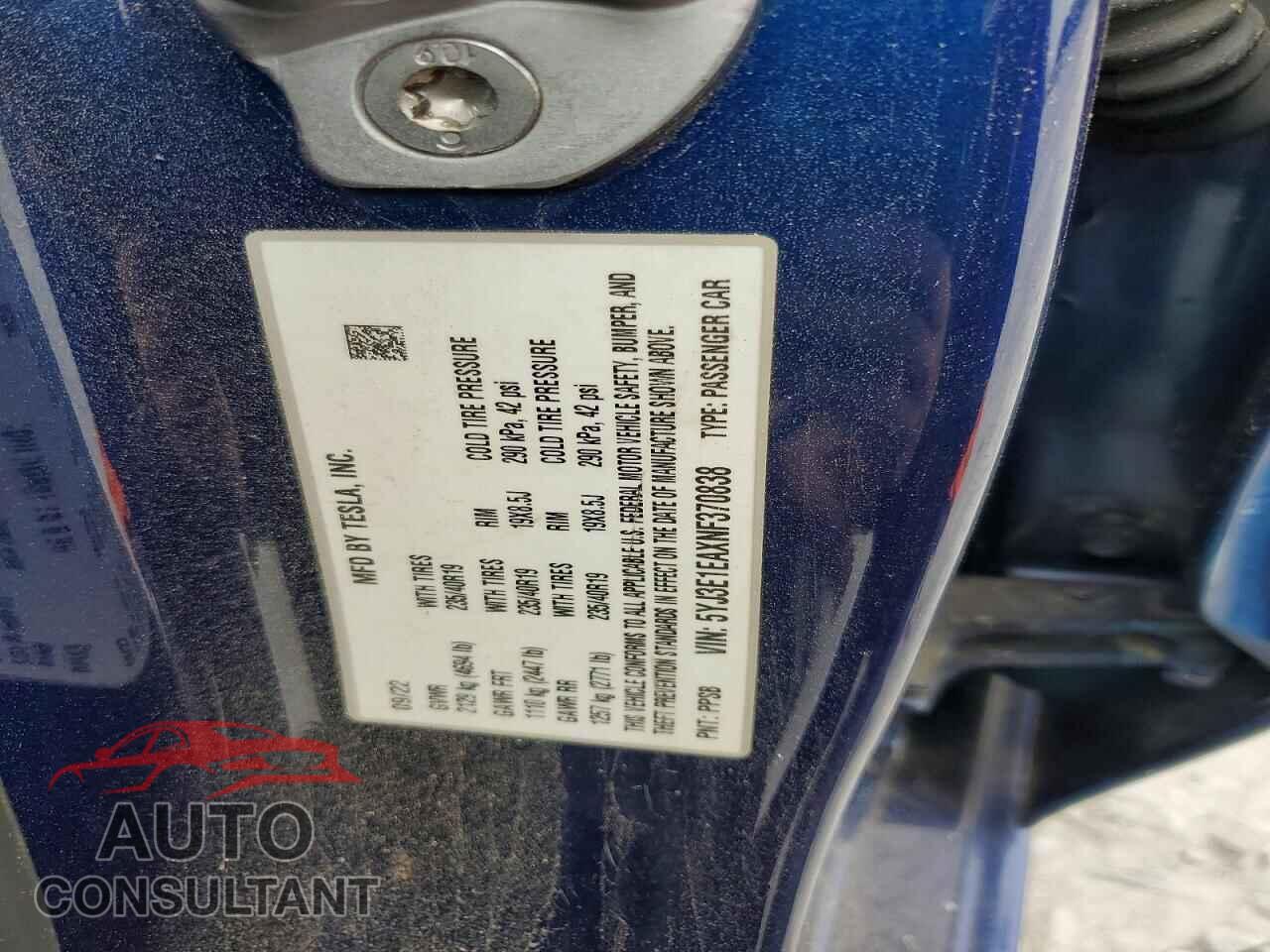 TESLA MODEL 3 2022 - 5YJ3E1EAXNF370838