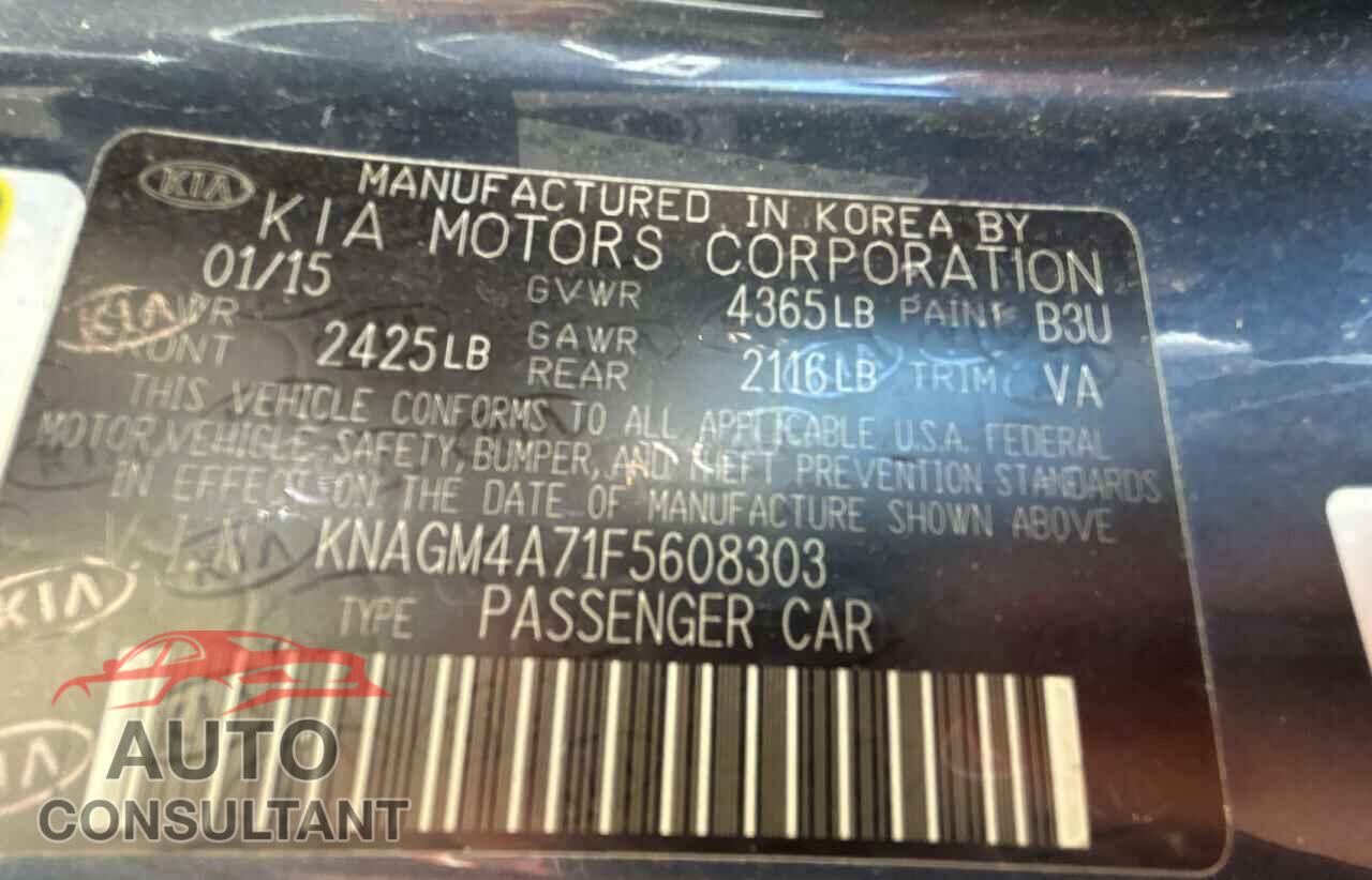 KIA OPTIMA 2015 - KNAGM4A71F5608303