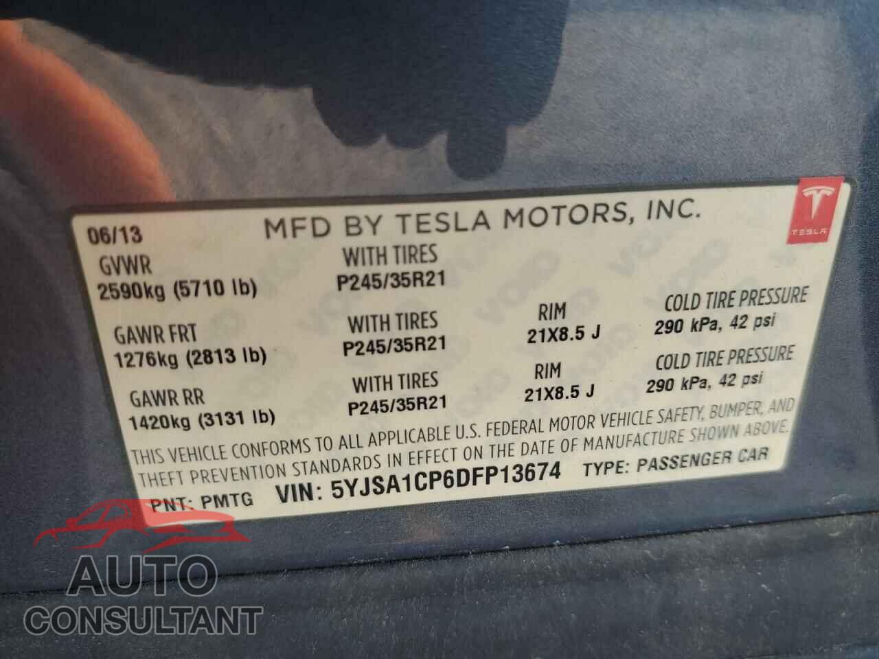 TESLA MODEL S 2013 - 5YJSA1CP6DFP13674