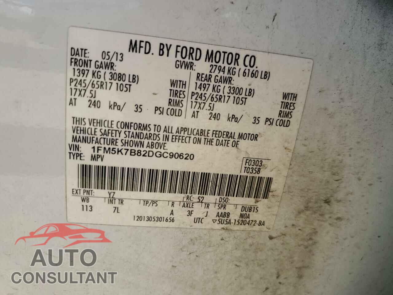 FORD EXPLORER 2013 - 1FM5K7B82DGC90620