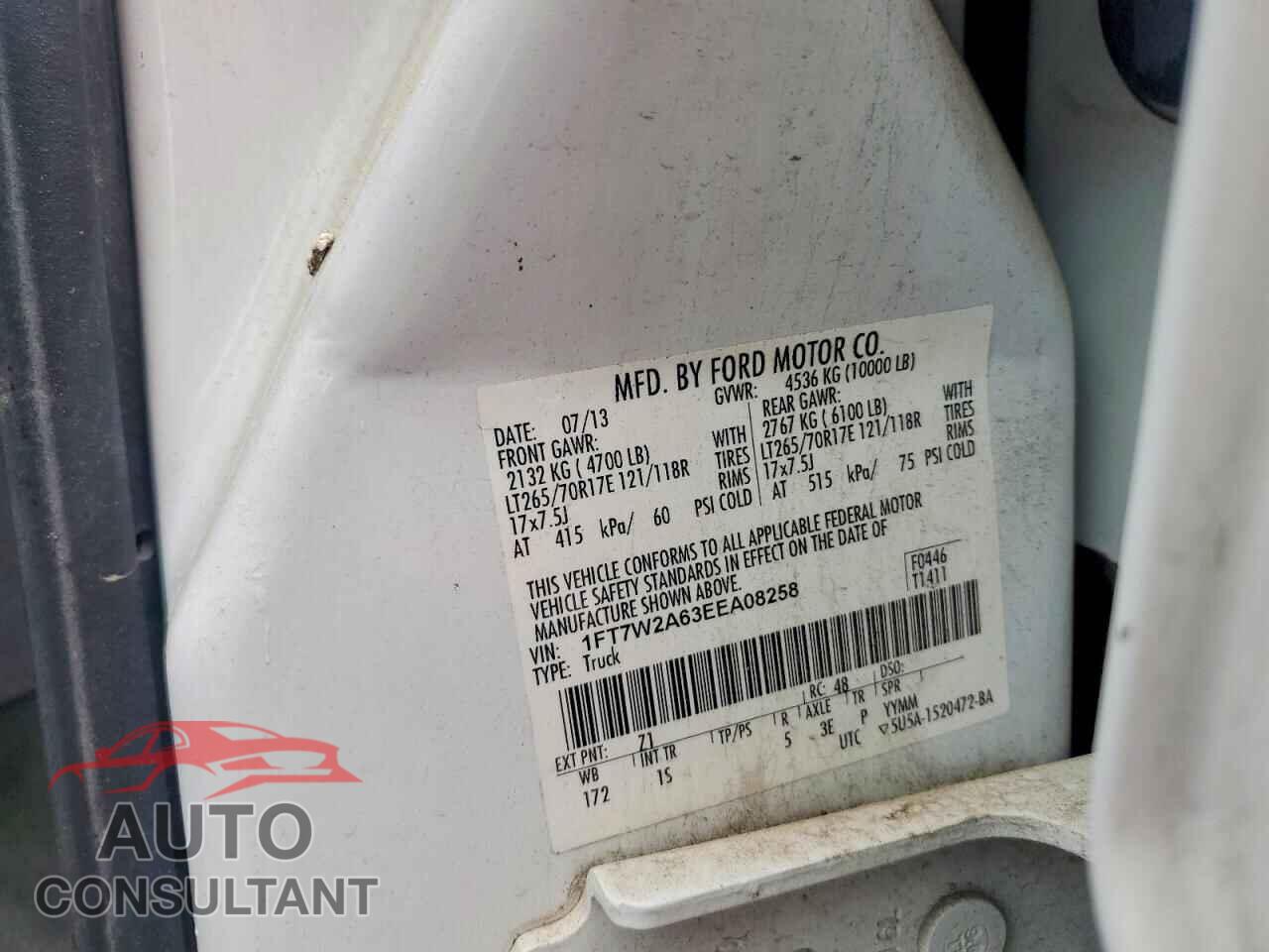 FORD F250 2014 - 1FT7W2A63EEA08258