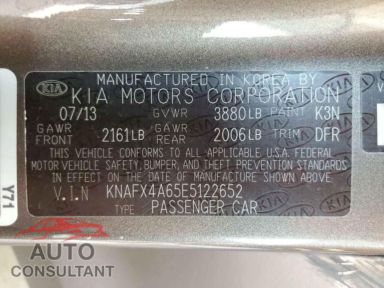 KIA FORTE 2014 - KNAFX4A65E5122652