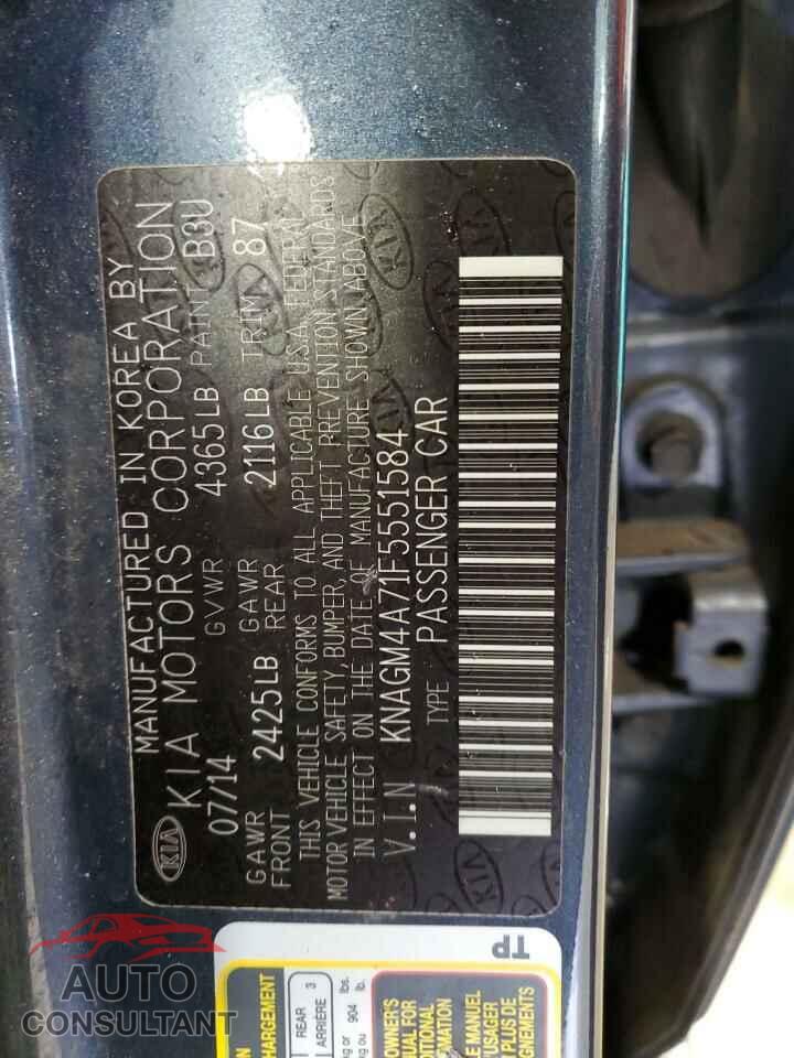 KIA OPTIMA 2015 - KNAGM4A71F5551584