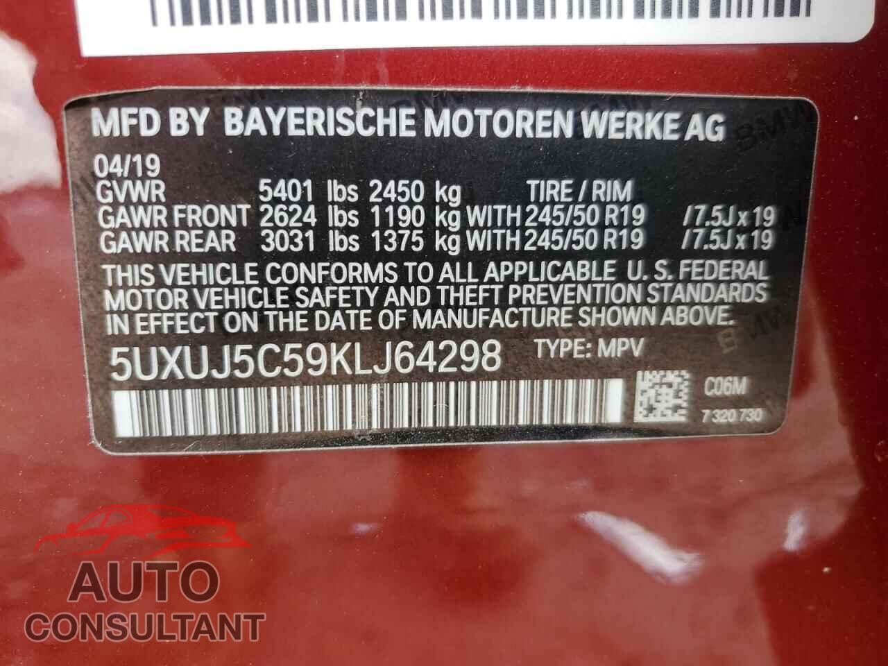 BMW X4 2019 - 5UXUJ5C59KLJ64298