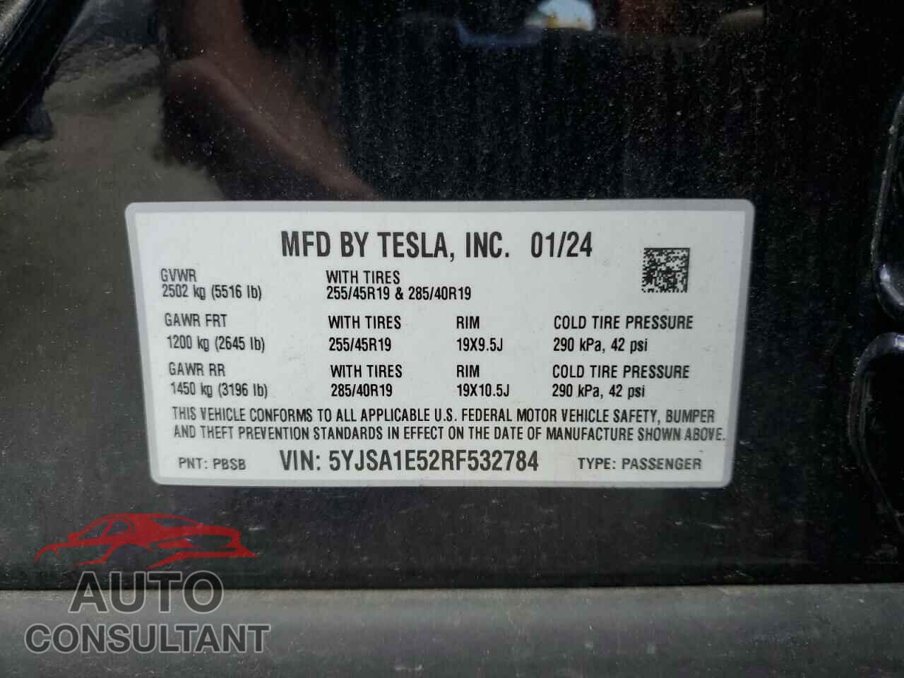 TESLA MODEL S 2024 - 5YJSA1E52RF532784