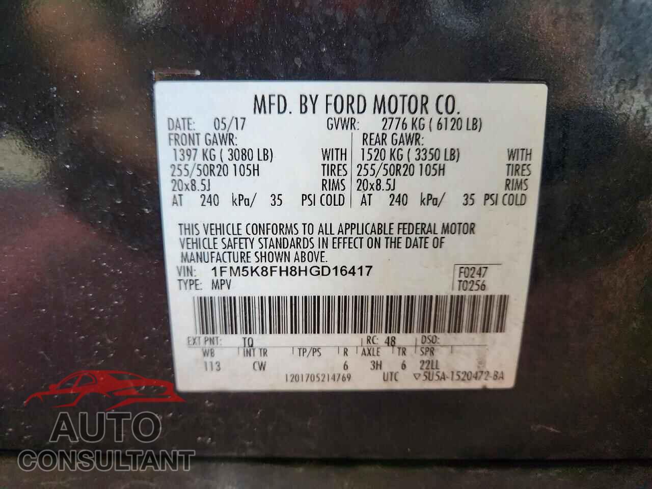 FORD EXPLORER 2017 - 1FM5K8FH8HGD16417