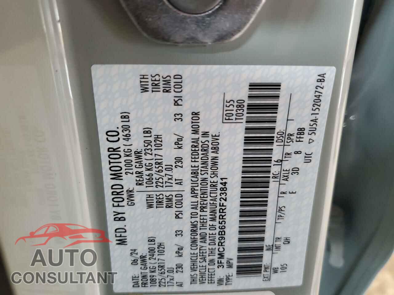 FORD BRONCO 2024 - 3FMCR9B65RRF23841