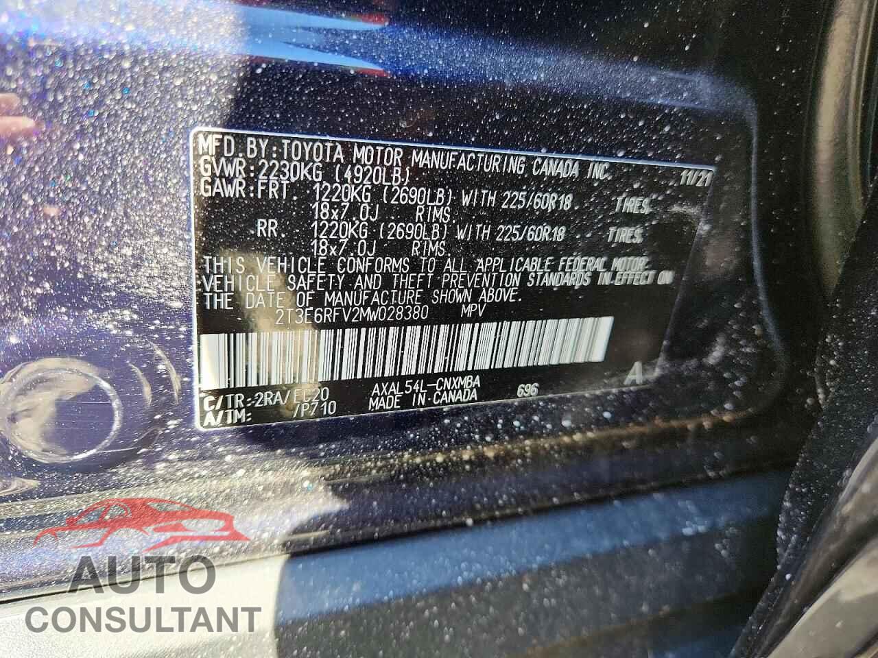 TOYOTA RAV4 2021 - 2T3E6RFV2MW028380
