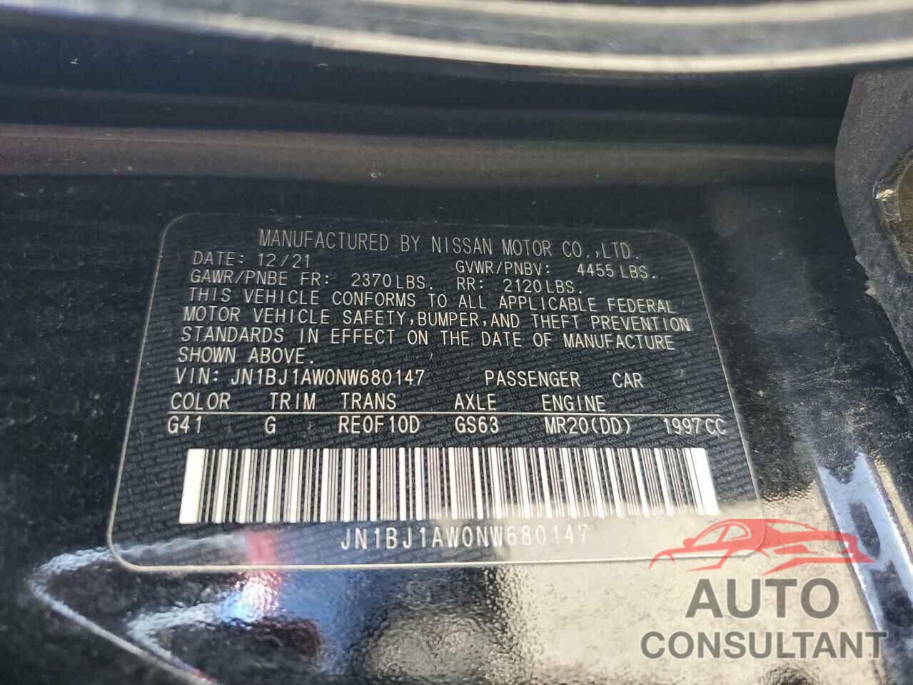 NISSAN ROGUE 2022 - JN1BJ1AW0NW680147