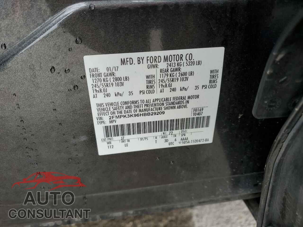 FORD EDGE 2017 - 2FMPK3K96HBB29209